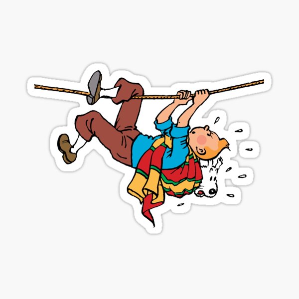 Kuifje Rope Klimbing Gaston Lagaffe Film Bande Dessinée Couleur Big Ben Sticker
