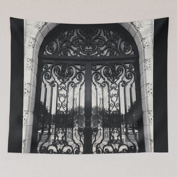 Item preview, Black and White Ornamental Baroque Architecture Gate Pattern in Amsterdam, Netherlands designed and sold by LaceySkies.