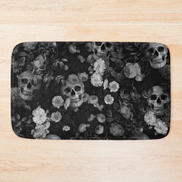 Item preview, Skull and Rose Pattern- Digital Collage (Black and white version) designed and sold by DoggoTankDesign.