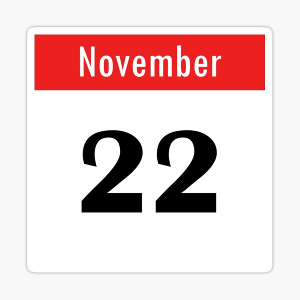 November 22th Calendar Sticker