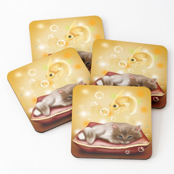 Item preview, Cute kitten Dreams of Goldfish designed and sold by MurphyMorganGifts.