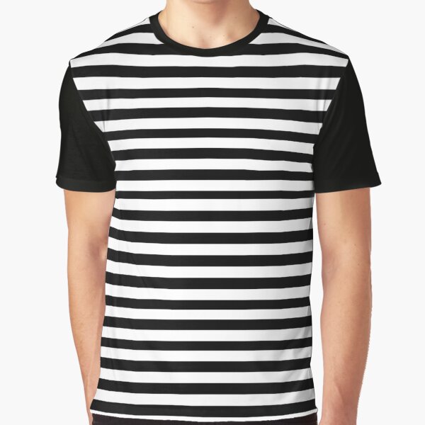 black and white striped Graphic T-Shirt