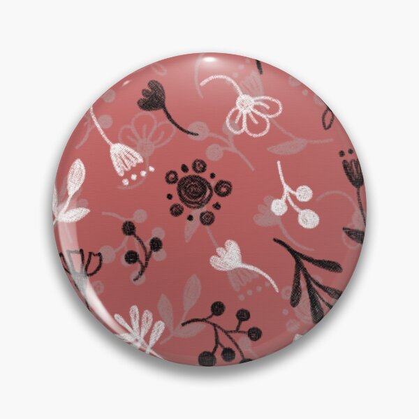 Item preview, Floral pattern, white and black twigs, berries and flowers on a brown background, drawing with chalk and charcoal. designed and sold by UVI-CA.