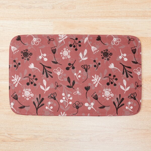 Item preview, Floral pattern, white and black twigs, berries and flowers on a brown background, drawing with chalk and charcoal. designed and sold by UVI-CA.