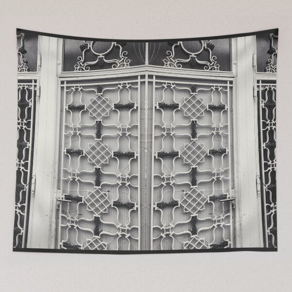 Item preview, Black and White Ornamental Architecture Gate Pattern in Amsterdam, Netherlands designed and sold by LaceySkies.