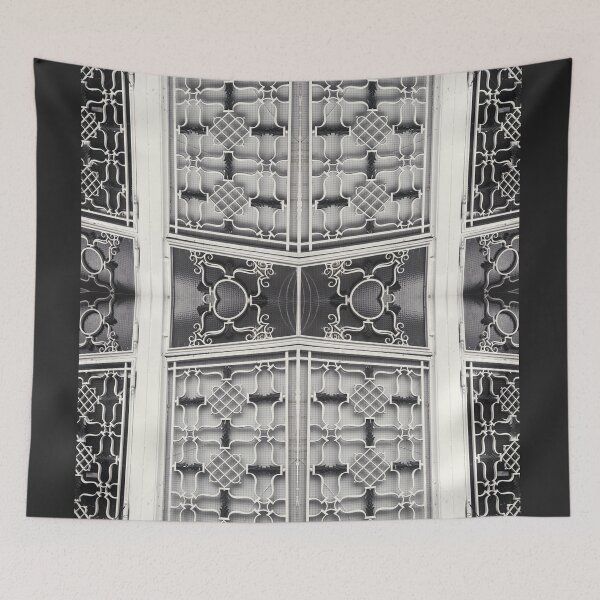 Item preview, Black and White Ornamental Baroque Architecture Gate Pattern in Amsterdam, Netherlands designed and sold by LaceySkies.