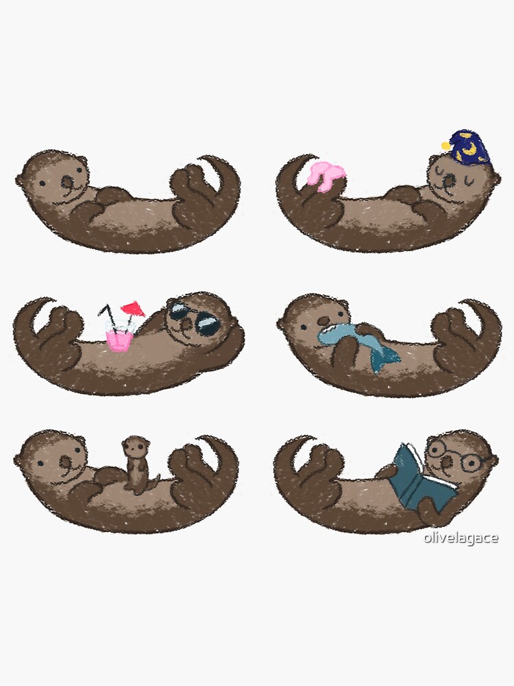 Thumbnail 3 of 3, Sticker, Otter Pattern designed and sold by olivelagace.