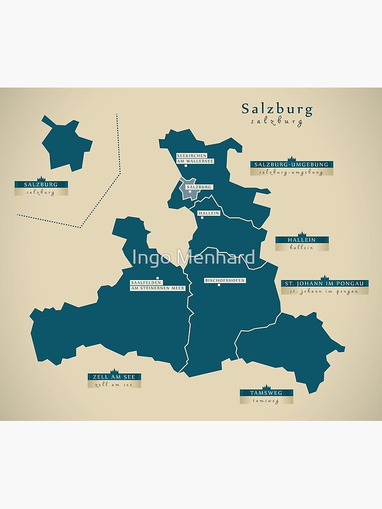 Modern Map Salzburg Federal State Map Austria AT Poster By   Flat,750x,075,f Pad,750x1000,f8f8f8 