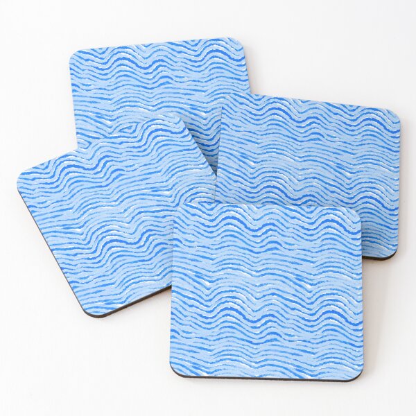Item preview, Hand Drawn Blue Wavy Pattern (sky blue / white) designed and sold by bezpra.