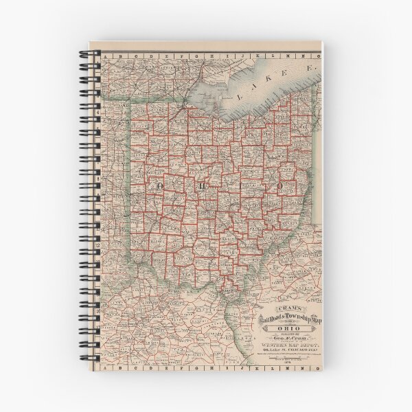 Item preview, Old Ohio Map (1878) Vintage OH County & State Atlas designed and sold by BravuraMedia.