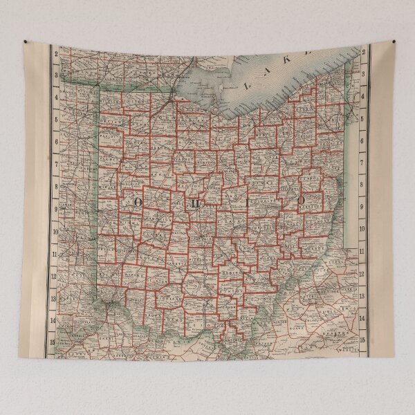 Item preview, Old Ohio Map (1878) Vintage OH County & State Atlas designed and sold by BravuraMedia.