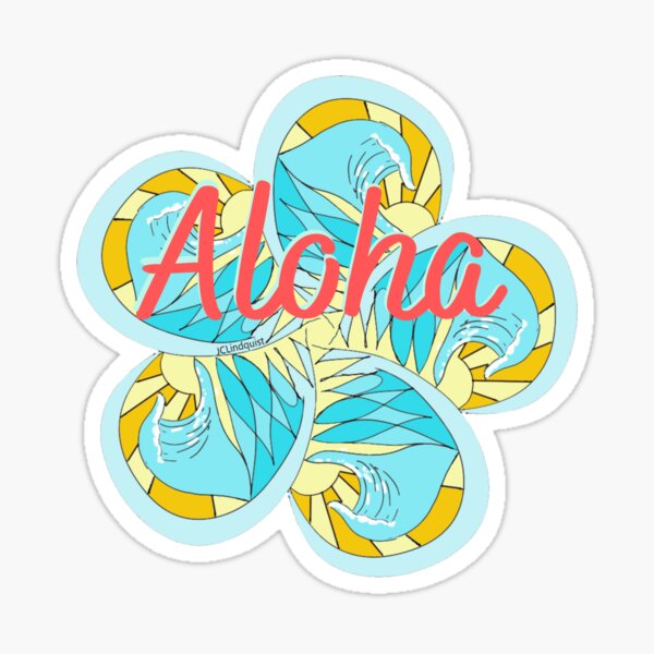Aloha Surf Wave Flower Sticker