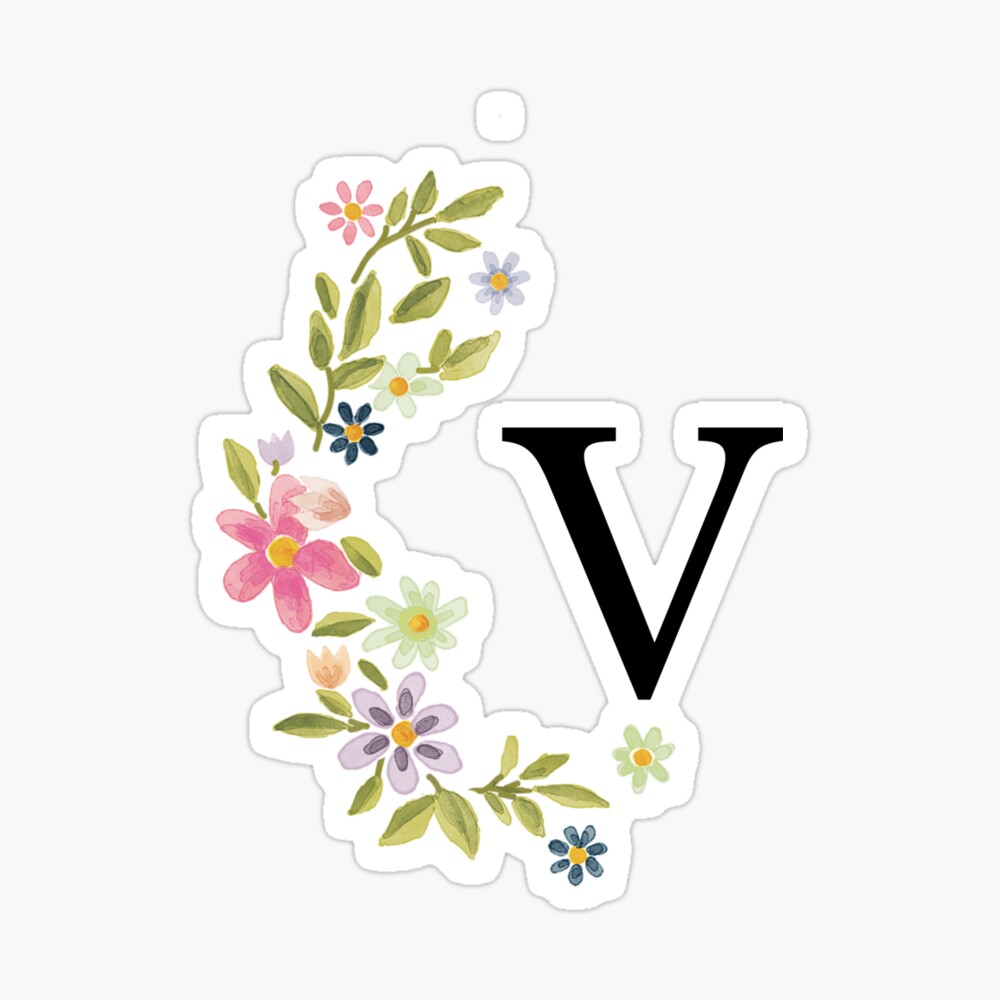 letter V decorated floral letter V decorated floral