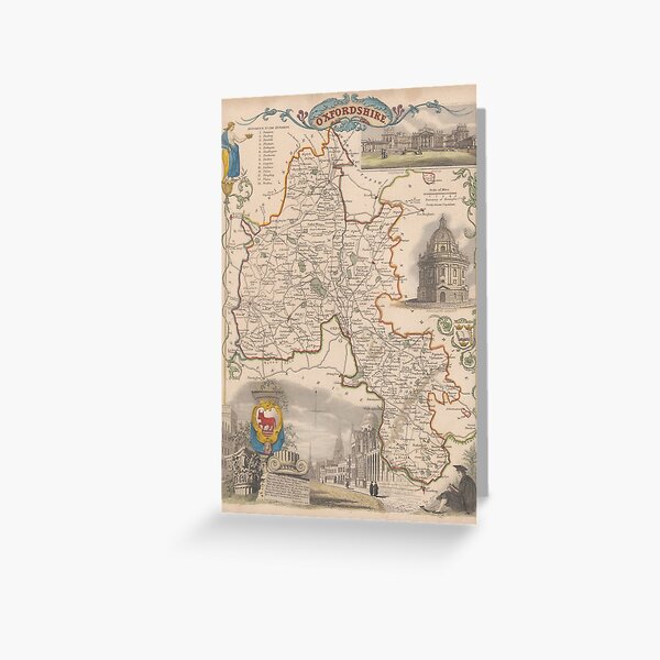 Item preview, Old Oxfordshire England Map (1850) Vintage UK County Atlas designed and sold by BravuraMedia.