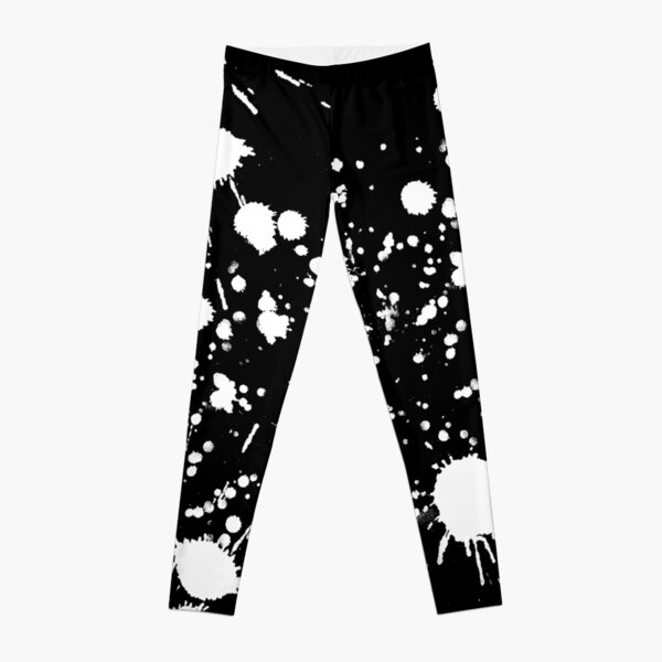 Black and White Paint Splash Graphic Splatter Leggings for Sale