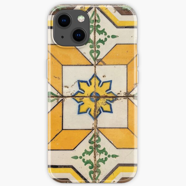 Yellow sun Portuguese tile/mosaic - Azulejo. iPhone Soft Case