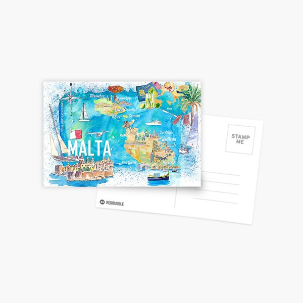 Item preview, Malta Illustrated Island Travel Map with Roads and Highlights designed and sold by artshop77.