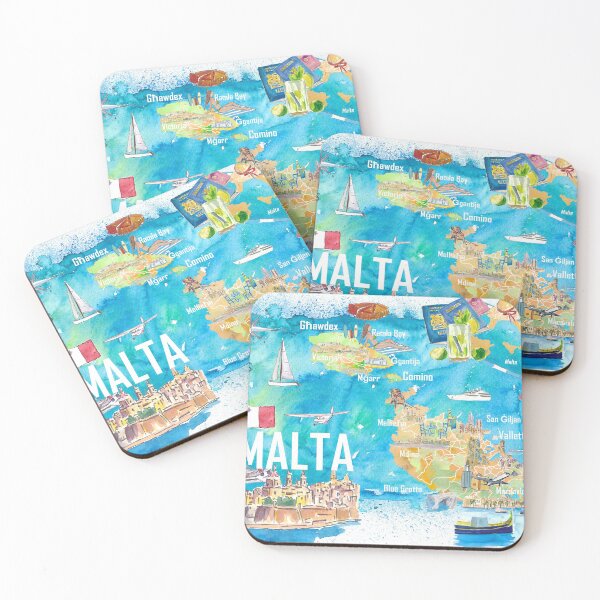 Item preview, Malta Illustrated Island Travel Map with Roads and Highlights designed and sold by artshop77.