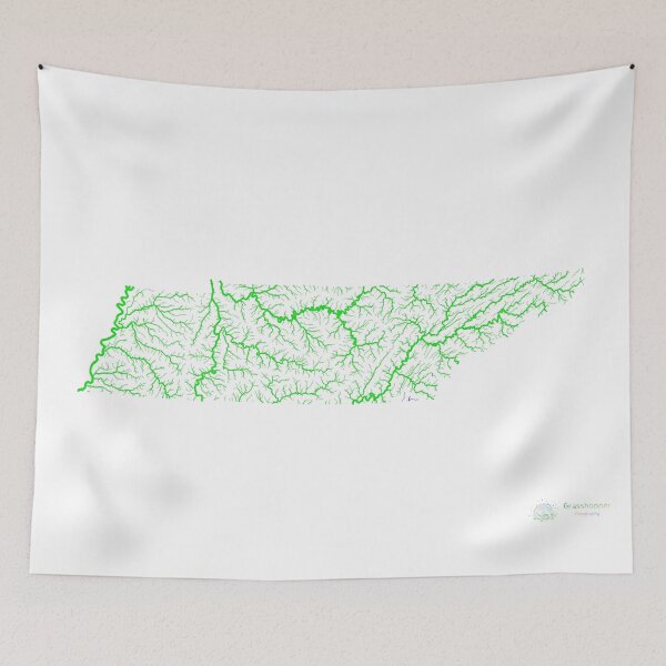 Item preview, Tennessee River Basin Map in Rainbow Colours with White Background designed and sold by GrasshopperGeo.
