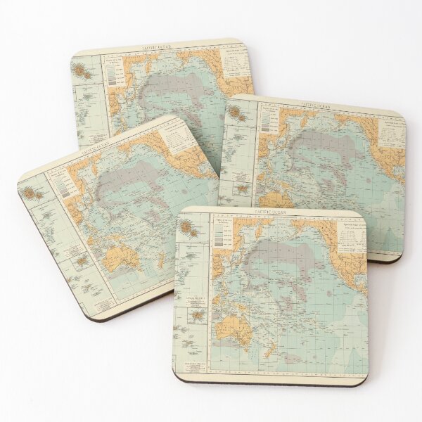 Item preview, Old Pacific Ocean & Island Chains Map (1895) Vintage Nautical and Maritime Chart designed and sold by BravuraMedia.