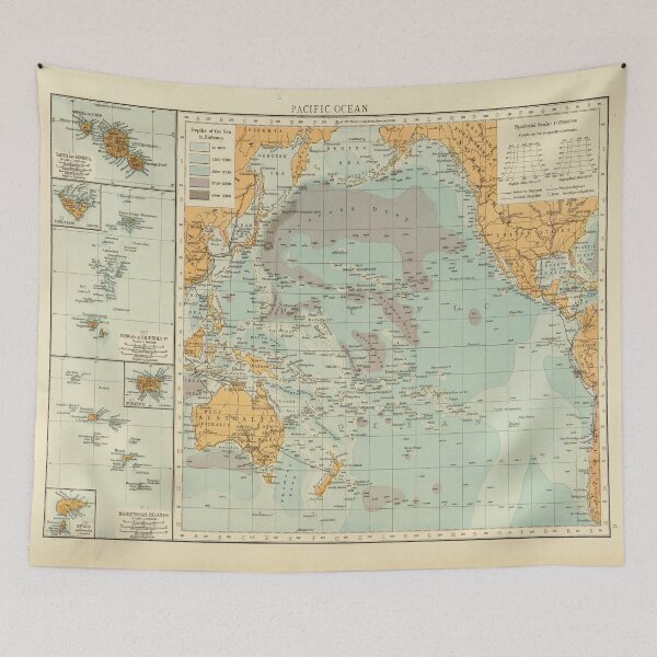 Item preview, Old Pacific Ocean & Island Chains Map (1895) Vintage Nautical and Maritime Chart designed and sold by BravuraMedia.