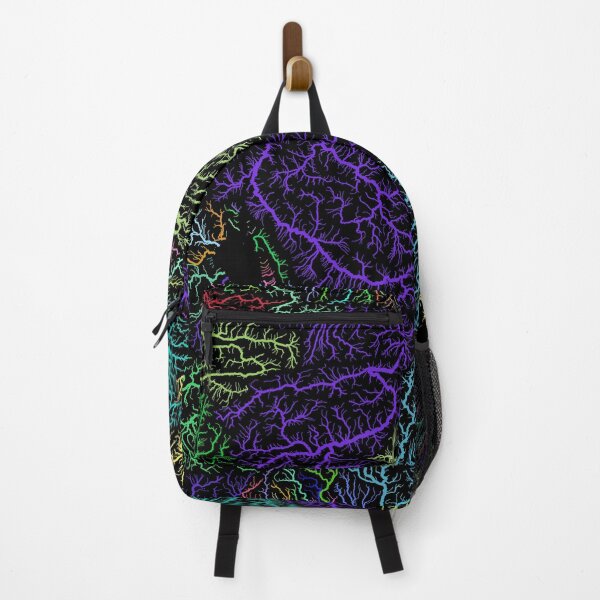 Item preview, Turkey River Basin Map in Rainbow Colours with Black Background designed and sold by GrasshopperGeo.