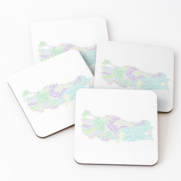 Item preview, Turkey River Basin Map in Rainbow Colours with White Background designed and sold by GrasshopperGeo.