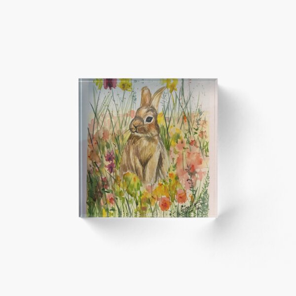 Item preview, Rabbit among wild flowers designed and sold by AnjuPaintings.