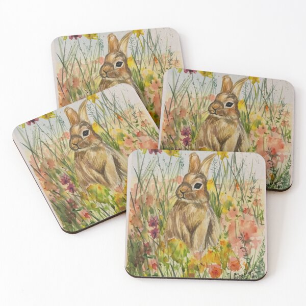 Item preview, Rabbit among wild flowers designed and sold by AnjuPaintings.