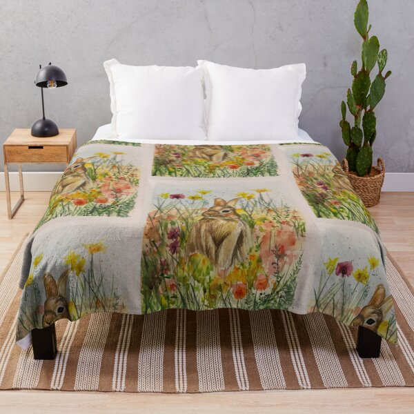 Item preview, Rabbit among wild flowers designed and sold by AnjuPaintings.