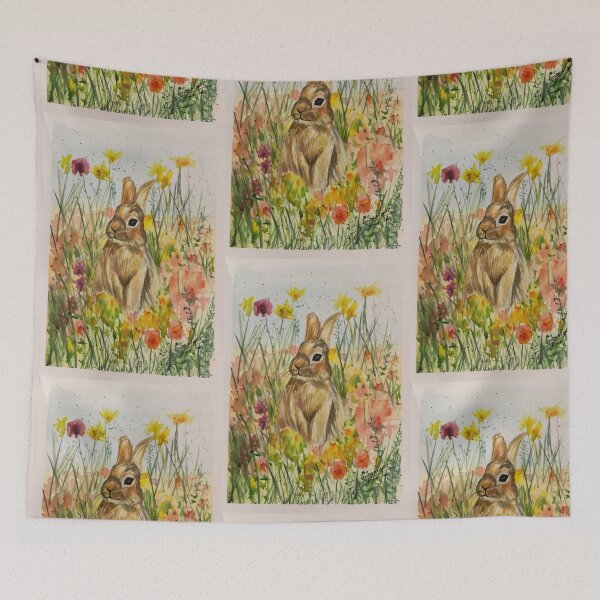 Item preview, Rabbit among wild flowers designed and sold by AnjuPaintings.