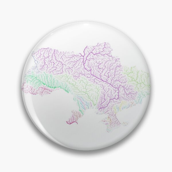 Item preview, Ukraine River Basin Map in Rainbow Colours with White Background designed and sold by GrasshopperGeo.