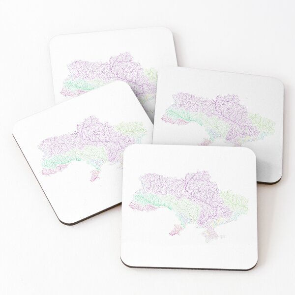 Item preview, Ukraine River Basin Map in Rainbow Colours with White Background designed and sold by GrasshopperGeo.
