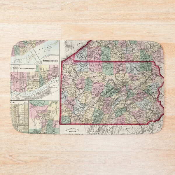Item preview, Old Pennsylvania & Various Cities Map (1874) Vintage Keystone State Atlas designed and sold by BravuraMedia.