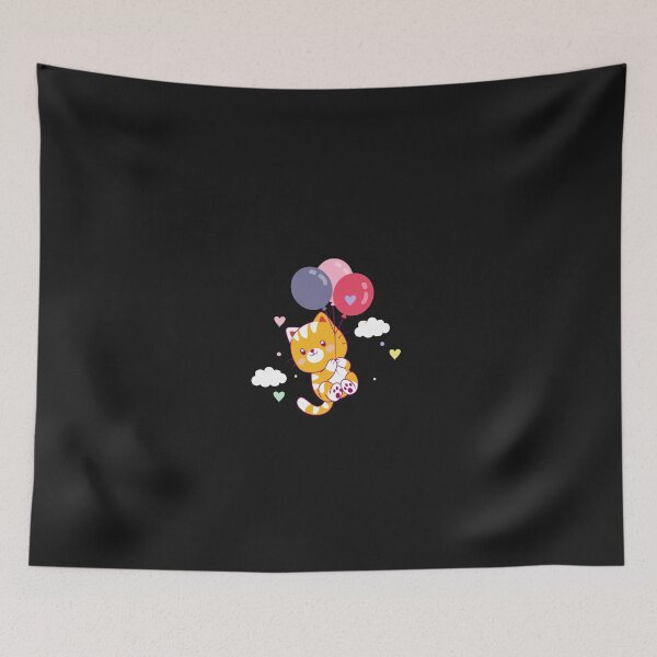 Item preview, Cute cat flying with balloon. designed and sold by DopeDesign111.