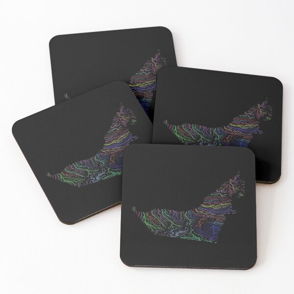 Item preview, United Arab Emirates River Basin Map in Rainbow Colours with Black Background designed and sold by GrasshopperGeo.