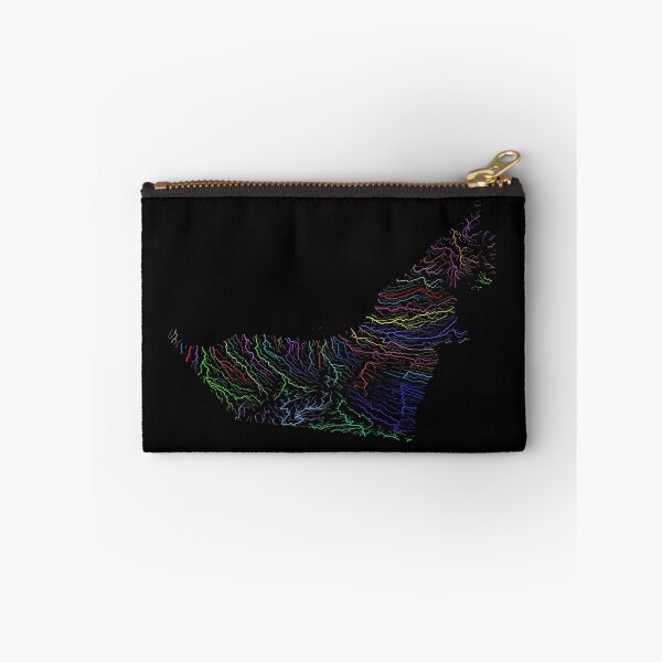 Item preview, United Arab Emirates River Basin Map in Rainbow Colours with Black Background designed and sold by GrasshopperGeo.