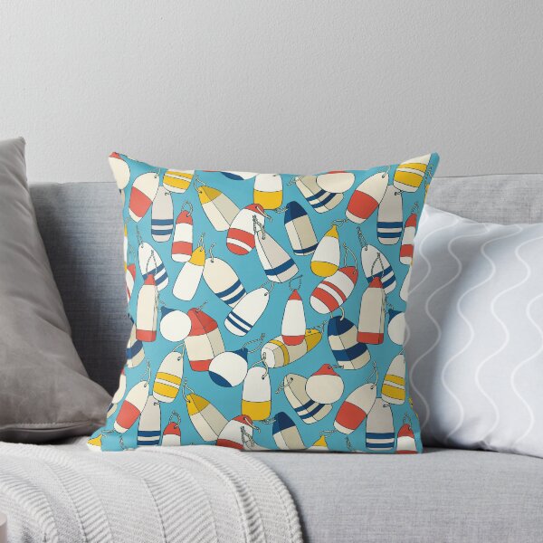 Item preview, Coastal Lobster Buoys on Light Blue designed and sold by carabara.