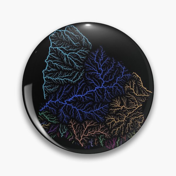 Item preview, Uruguay River Basin Map in Rainbow Colours with Black Background designed and sold by GrasshopperGeo.