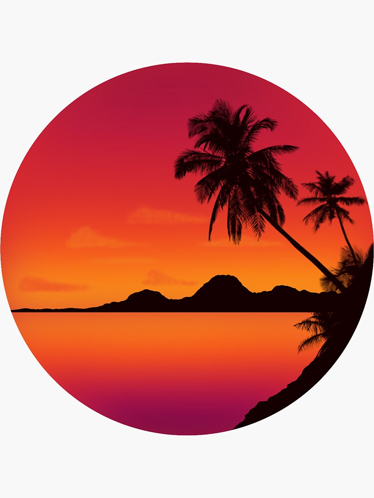 Painted Rocks Palm Trees Silhouette Beach Decor Sunset Sunrise Painting 