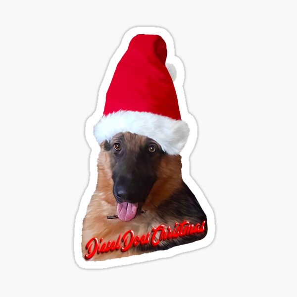 German Shepherd, Humorous Christmas Cute Puppy Dog Pet Sticker