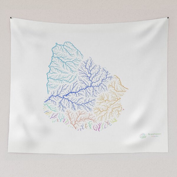 Item preview, Uruguay River Basin Map in Rainbow Colours with White Background designed and sold by GrasshopperGeo.