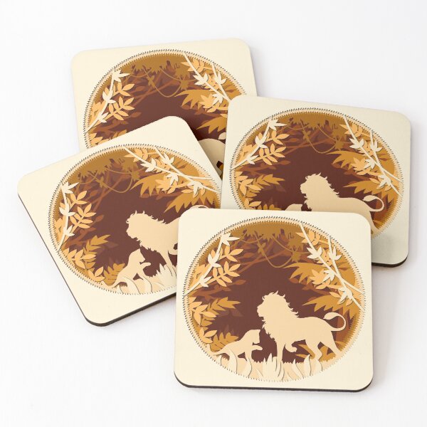 Item preview, Lion And Cub Silhouette Scene Paper Cutout designed and sold by KrisSidDesigns.