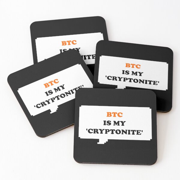 Item preview, Funny BTC is my Kryptonite word play (Cryptonite) Black, White and BTC Orange speech bubble (Dark mode edition) designed and sold by Deegital18.