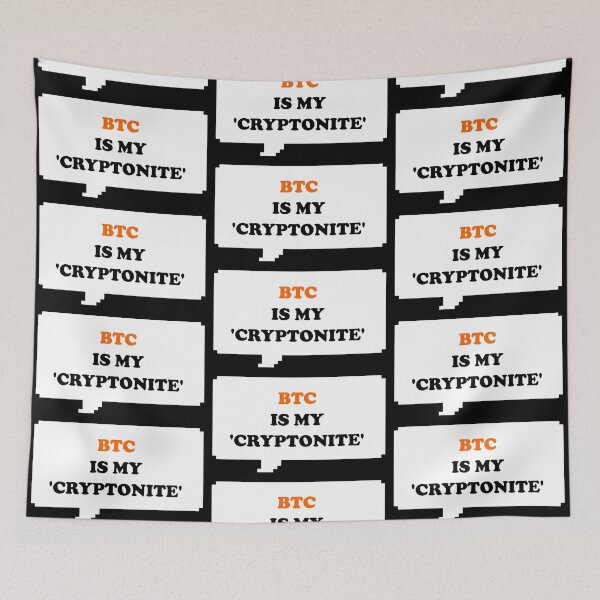 Item preview, Funny BTC is my Kryptonite word play (Cryptonite) Black, White and BTC Orange speech bubble (Dark mode edition) designed and sold by Deegital18.
