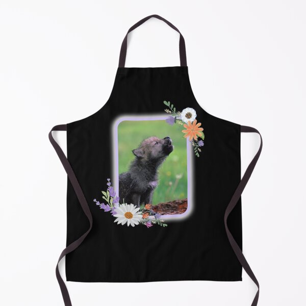 Item preview, Howling Baby Wolf With Flowers Frame Design designed and sold by EarthArtDesigns.
