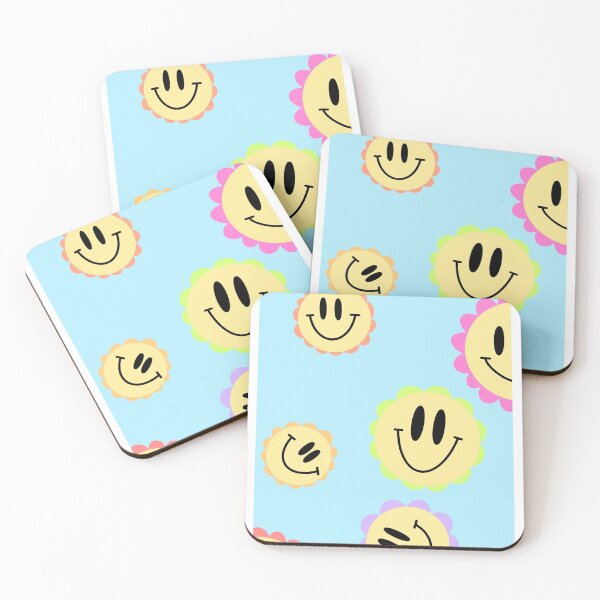 Item preview, smiley face flower print designed and sold by seasideshop-.