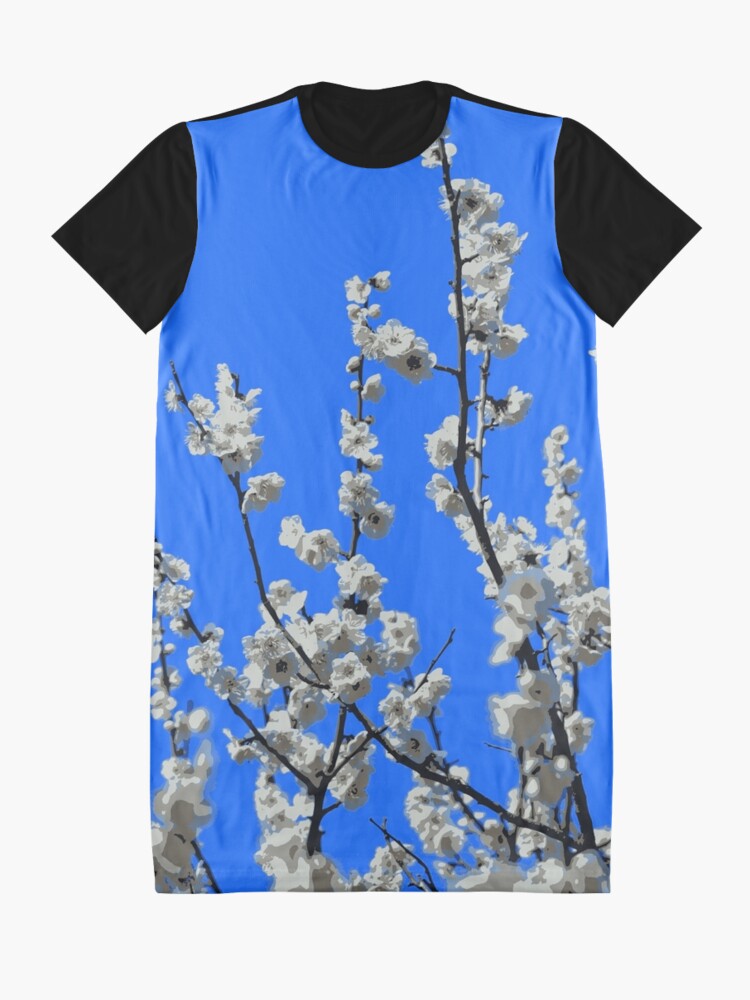 Alternate view of Beautiful White Umenohana Plum Blossoms Illustration Graphic T-Shirt Dress