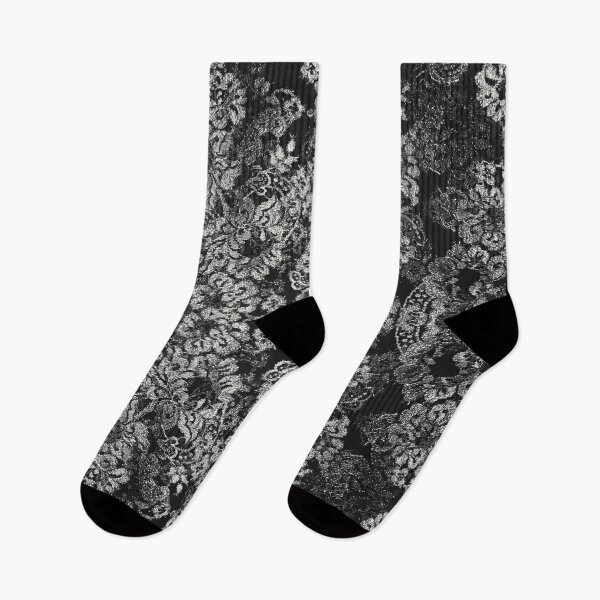 Item preview, Black and Silver Symmetric Floral Lace Pattern  designed and sold by LaceySkies.
