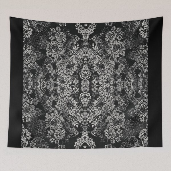 Item preview, Black and Silver Symmetric Floral Lace Pattern  designed and sold by LaceySkies.